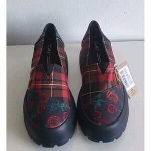 Toms Alpargata Combat Low Shoes Lava Multi Tartan Leopard Chunky Loafer Size 7W
